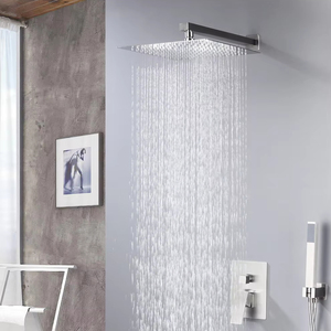 Offre Spéciale – Ensemble de Douche Mural Moderne en Acier Inoxydable Brossé avec Robinet Dissimulé, Cartouche Céramique, Poignée Unique, Carré, pour <span class=keywords><strong>Appartement</strong></span>, Douceur Assurée - Product Image 1