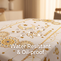 Nappe islamique durable pour l'Aïd Moubarak, en polyester, pour le Ramadan Kareem, lavable, imprimé lune et étoiles, pour la décoration de la maison et de la cuisine