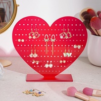 Organisateur de bijoux romantique pour tous les âges, pour coiffeuse ou présentoir décoratif de boutique, avec support à boucles d'oreilles en acrylique en forme de cœur