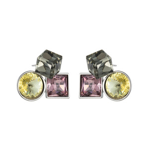 Geometric Crystal Stud Earrings 925 Silver Bezel Setting Party Fashion Jewelry - Product Image 5