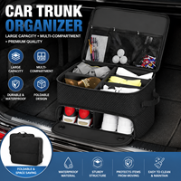 Organisateur de coffre de voiture double couche avec couvercle, boîte de rangement en tissu Oxford imperméable avec compartiment à chaussures et séparateurs