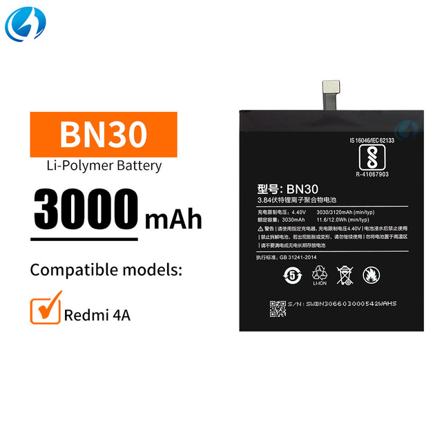 BN30 New Phone Replacement Battery Original Capacity Replacement Phone Battery for Redmi 4A