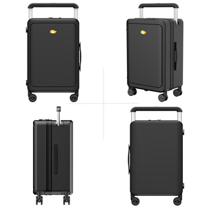 Mgob Du Lịch Hành Lý Sang Trọng Rộng Xe Đẩy Thời Trang Phía Trước Túi <span class=keywords><strong>Spinner</strong></span> Bánh Xe Kinh Doanh Thông Minh Mang Theo Trên 20 Inch Vali ABS Màu Đen - Product Image 3