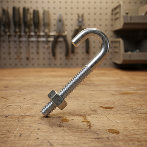 OEM Custom Multi-Size Steel <b>J</b> Bolt <b>Hook</b> Nut Zinc Finish Silver ISO 9001 Certified 5.4mm Diameter 64mm Length HANLIX Model 38 - Product Image 2