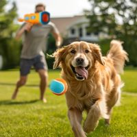 Lanceur de balles de tennis interactif pour chien AFP, longue portée, extérieur, portable, lanceur de balles pour chien mains libres, lanceur de balles pour animaux de compagnie à traction manuelle