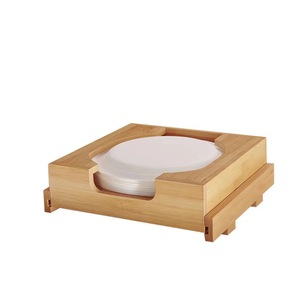 9-inch Bamboo and Wood Kitchen Hanging Disposable Paper <b>Plate</b> Dispenser, Cake <b>Plate</b> Storage <b>Rack</b>, Solid Wood Cabinet Bracket - Product Image 5