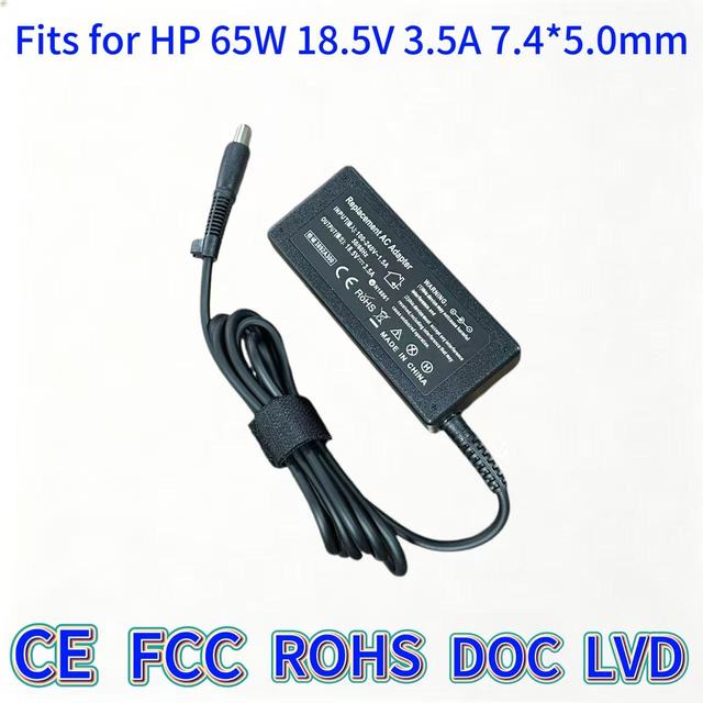 65W18.5V3.5A 7.4*5.0mm Laptop Power Adapter Replacement Charger Compatible with HP Pavilion DV4 DV6 G6 EliteBook 840 G1 Notebook