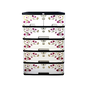 Armario de diseño clásico 5D Diseño atractivo Muebles para el hogar Armarios de plástico Armario de 5 cajones sostenible de alta calidad - Product Image 3