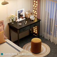 Bureau d'ordinateur moderne et minimaliste de 32 pouces avec tiroir en tissu, poche latérale, crochet et étagère pour chambre à coucher et usage domestique