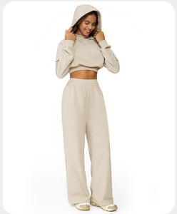 Giogo moda popolare femminile a collo alto felpe <span class=keywords><strong>con</strong></span> cappuccio antivento abbinate a pantaloni larghi elasticizzati <span class=keywords><strong>in</strong></span> <span class=keywords><strong>vita</strong></span> per tute sportive - Product Image 6