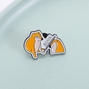 Broche de Perro Shiba Inu <span class=keywords><strong>BONK</strong></span> Beat Amarillo, Broches de Metal con Esmalte de Animales Lindos, Insignia de Solapa, Joyería Divertida, Regalo para Amigos - Product Image 1