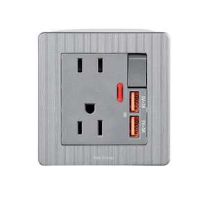 Interruptor de pared estándar americano con enchufe eléctrico, lámpara de pared de 13A, lámpara de pared con USB tipo C de carga rápida, enchufe para mesa auxiliar. - Product Image 3