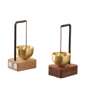 Timbre Magnético de Cobre Estilo Japonés con Base de Madera Natural, Fácil Instalación, Abridor de Puerta para el Hogar, Recordatorio para Invitados - Product Image 5