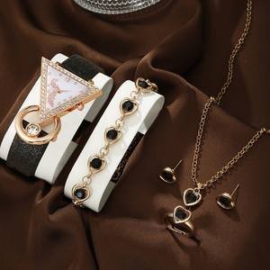 Montre à quartz pour femme IStapromo Gifts, cadran paon en cuir givré incrusté de diamants en forme de triangle inversé, bijou décontracté et tendance - Product Image 5