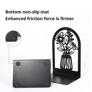 2pcs <strong>Metal</strong> Book Divider <strong>Bracket</strong> with Anti-Slip and Scratch-Resistant Rubber Pads Bookend Desk Stopper - Product Image 5