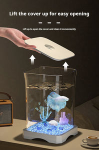 Geerduo Eenvoudige Stijl Klassieke Aquariumuitrusting Veelzijdige Tafelblad <span class=keywords><strong>Betta</strong></span> Acryl Aquarium Met Led Licht - Product Image 2