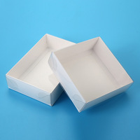 En Stock Boîte à Gâteau Carrée avec Base en Papier Blanc, Couvercle Intérieur Transparent, 6 10 12 Pouces, Boîte de Pâtisserie pour Desserts Sucrés, Carton Pliant PET PVC