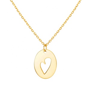Collana con Ciondolo a Forma di Cuore Ovale Minimalista in Ottone Placcato Rodio e Oro 18K per Donne - Product Image 1