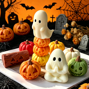 Moule en silicone 3D Halloween (Diable, Citrouille, Fantôme) non toxique et antiadhésif, 18 pièces, avec logo personnalisé pour bougies DIY et décorations de fête à domicile - Product Image 2