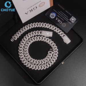 Cadena Cubana de Plata de Ley 925 con Moissanita, Bajo MOQ, Joyería de Plata, 4 Filas, Servicio Personalizado, Venta al por Mayor, Cadena Cubana Vintage - Product Image 1