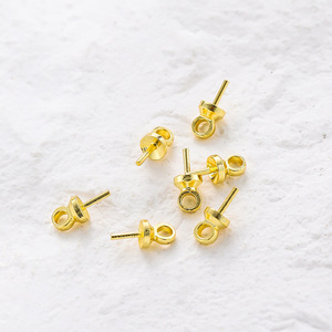 เข็มกลัดทองแดงชุบทอง 18k สำหรับทำต่างหูรูปทรงกลมอุปกรณ์ DIY - Product Image 3