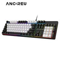 Clavier de jeu à 104 touches avec interrupteurs rouges, clic silencieux, anti-ghosting, ergonomique, pour joueur, bureau, ordinateur portable, clavier mécanique filaire