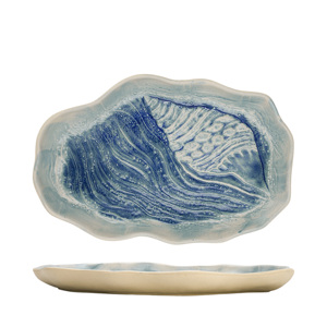 Piatto Piatto Blu Mare con Conchiglia 29x19 cm - Design Astratto - Product Image 2
