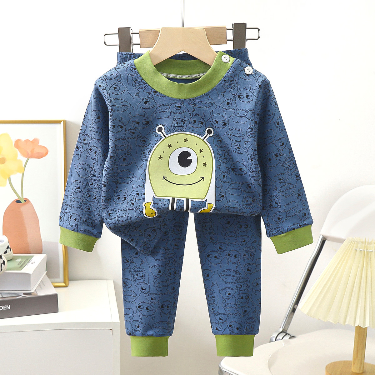 Set pantaloni autunnali in lana d'agnello blu tibetano C03