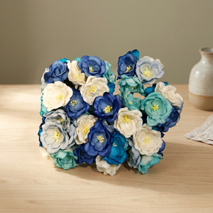 Fleurs en papier Poppy bleues multicolores, style ange, écologiques, pour la décoration artistique et de collection, et les créations en papier - Product Image 3