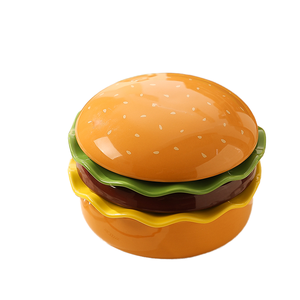 Service de table en céramique en forme de hamburger, bol à salade 3D, assiette à fruits, plat à pâtes, plateau à pain, bol à soupe pour la maison, la table de bureau - Product Image 1