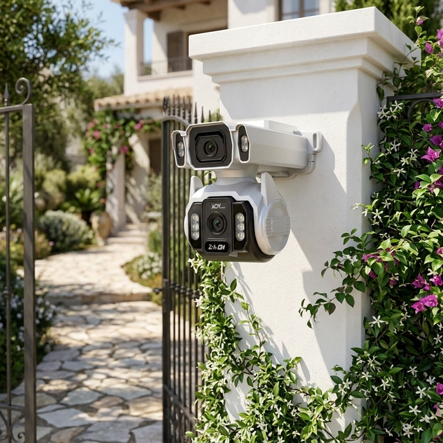 4K Outdoor WiFi Security Camera AI Mobile Tracking 2-Way Audio Dual Screens Color Night Vision CMOS IP65 Pan-Tilt Cloud