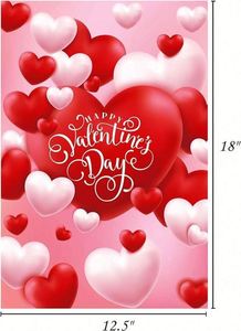 Drapeau de jardin en polyester imperméable double face avec cœurs de la Saint-Valentin, 12 x 18 pouces - Product Image 4