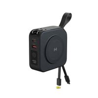 Power Bank Nirkabel Magnetik 5 in 1 PD 20W dengan Colokan Terintegrasi, Layar LED Digital, Pengisi Daya Portabel All-in-One