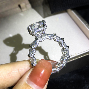 Oversized Cubic Zirconia Stackable <b>Ring</b> <b>Set</b> European American Fashion Elegant <b>Women</b> Matching Jewelry - Product Image 2