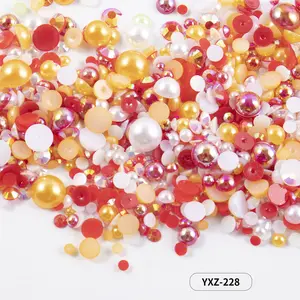 Private Label Bulk Semi-round Pearl Diamond Mixed 30g 500g Nail Charm Rhinestone Acessórios Para Multifunções Diy Decoração