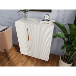 Modern White Sideboard Cabinet With Gold Handles <b>For</b> Kitchen Dining Room Furniture Organizer - Product Image 3