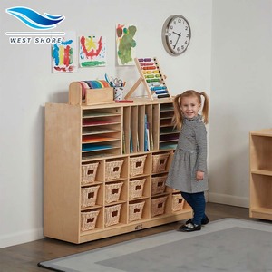 Étagère de rangement en bois massif pour la maternelle et la crèche, style design moderne pour chambre à coucher, salon, meubles pour enfants, armoire à jouets - Product Image 1