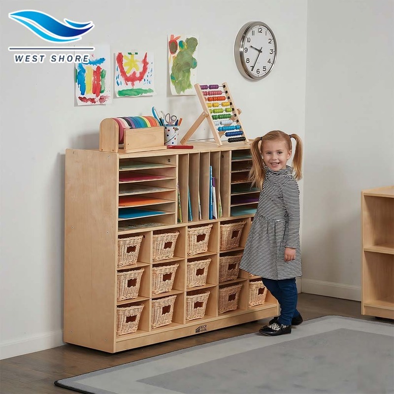 Solid Wood Storage Shelf for Preschool