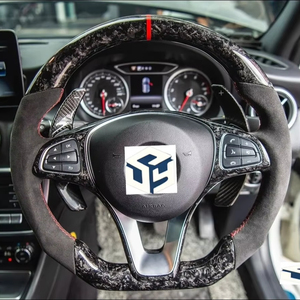 Volant en fibre de carbone forgé sur mesure de haute qualité pour Mercedes Benz W205 W176 W246 W212 <span class=keywords><strong>Classe</strong></span> A <span class=keywords><strong>Classe</strong></span> E - Product Image 1