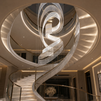 Lustre en cristal moderne Senfey sur mesure, grand et long, à hauteur réglable, pour hall d'hôtel et villa, idéal pour escalier en colimaçon de luxe