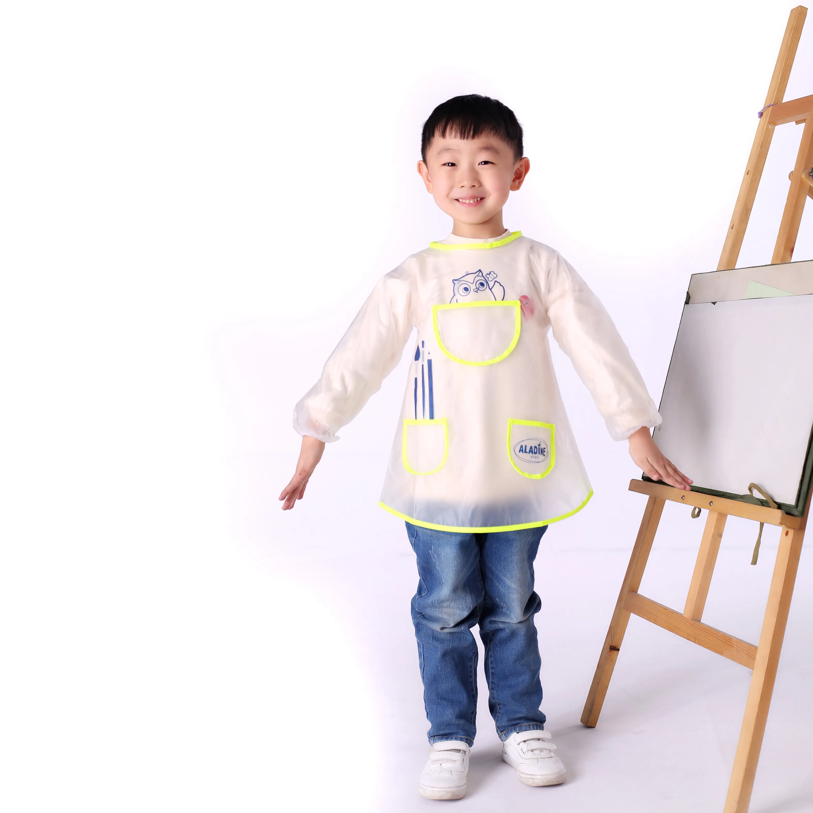 PVC trasparente personalizzato bambini studenti pittura grembiule impermeabile grembiule cartone animato grembiule moda cartone animato bambino