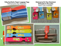 Étiquettes volantes jetables imperméables en stock, en papier synthétique, faciles à inscrire, pour l'enregistrement des bagages et la marquage des objets