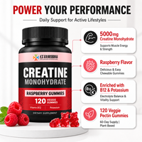 Gummies de créatine monohydrate personnalisées OEM/ODM sous marque privée – Saveur framboise, avec documentation de qualité et support de conformité