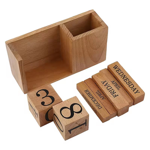 Accesorios para el <span class=keywords><strong>Hogar</strong></span> y la Oficina, Calendario de Madera, Calendario Diario, Semanal y <span class=keywords><strong>Mensual</strong></span>, Bloques de Calendario de Madera, Caja de Calendario de Madera con Portalápices - Product Image 6