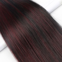 Lot d'échantillons P1B/99J de tissages de cheveux vietnamiens, couleur piano, extensions de cheveux humains vierges, mèches rouges foncées mélangées