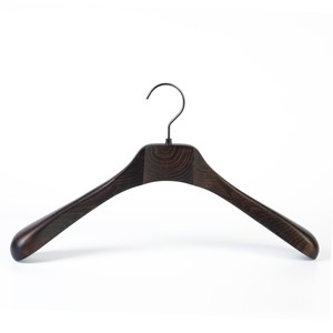 Dl0889 Sang Trọng Thêm Rộng Cổ Tùy Chỉnh Quần Áo Bằng Gỗ Móc Phù Hợp Với Móc Áo Với Nhung Thanh Hiển Thị Trong Cửa Hàng - Product Image 6