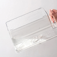 Organisateur de réfrigérateur, boîte de rangement en plastique pour aliments, boîte de rangement empilable pour légumes avec plateau de drainage et sélecteur de date