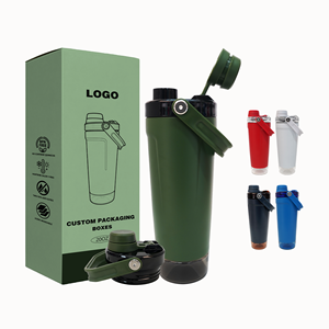 Vaso Mezclador Deportivo de Acero Inoxidable con Aislamiento de Doble Pared y Logotipo Personalizado, Botella Mezcladora de Proteínas con Base de Almacenamiento - Product Image 1