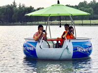 Bateau de loisirs électrique pour 8 personnes, idéal pour les fêtes, les sports nautiques et les barbecues sur le lac