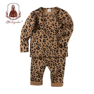 Two-piece Cotton Leopard Print Long-sleeve Kids Night Wear American Style Children Nightgown Comfortable Boys And Girls Pyjamas